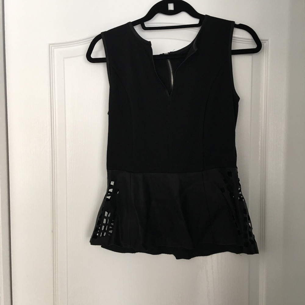 Faux leather peplum top